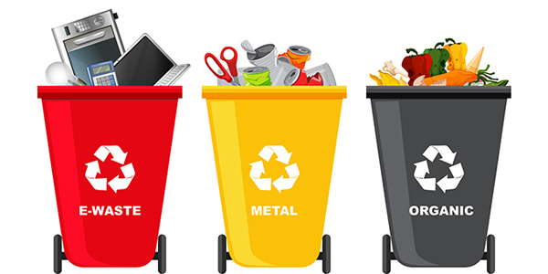 Sorting waste by category and in the right bins