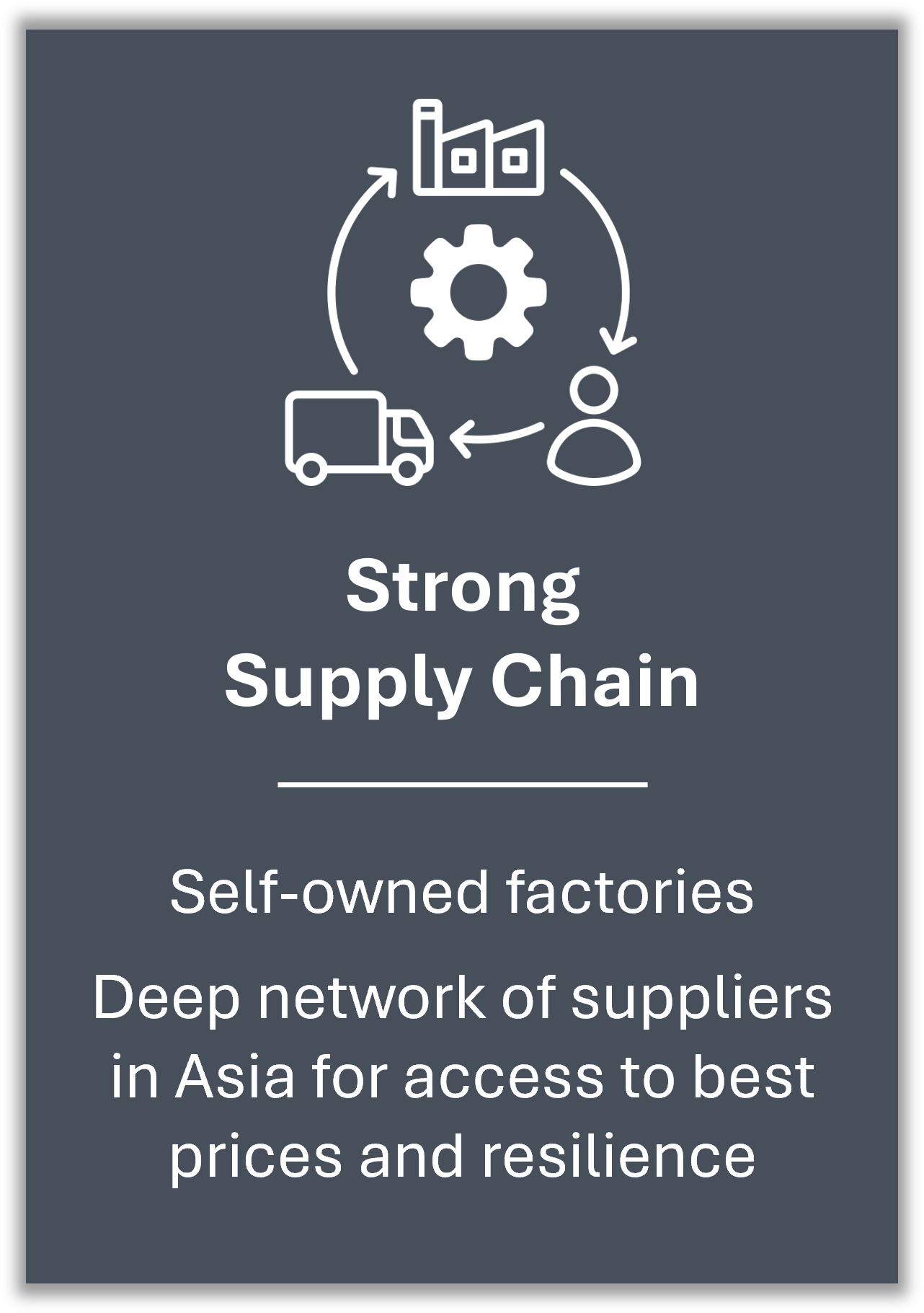 STRONG SUPPLY CHAIN  