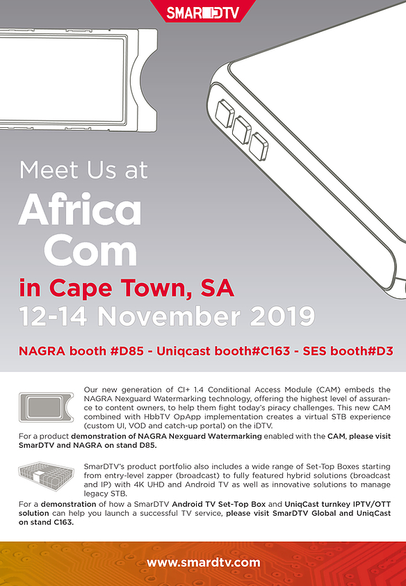 Come and meet SmarDTV Global at AfricaCom 2019 in Cape Town