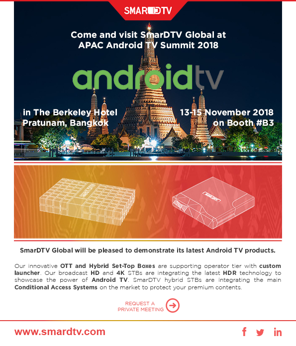 Come and visit SmarDTV Global at APAC Android TV Summit 2018